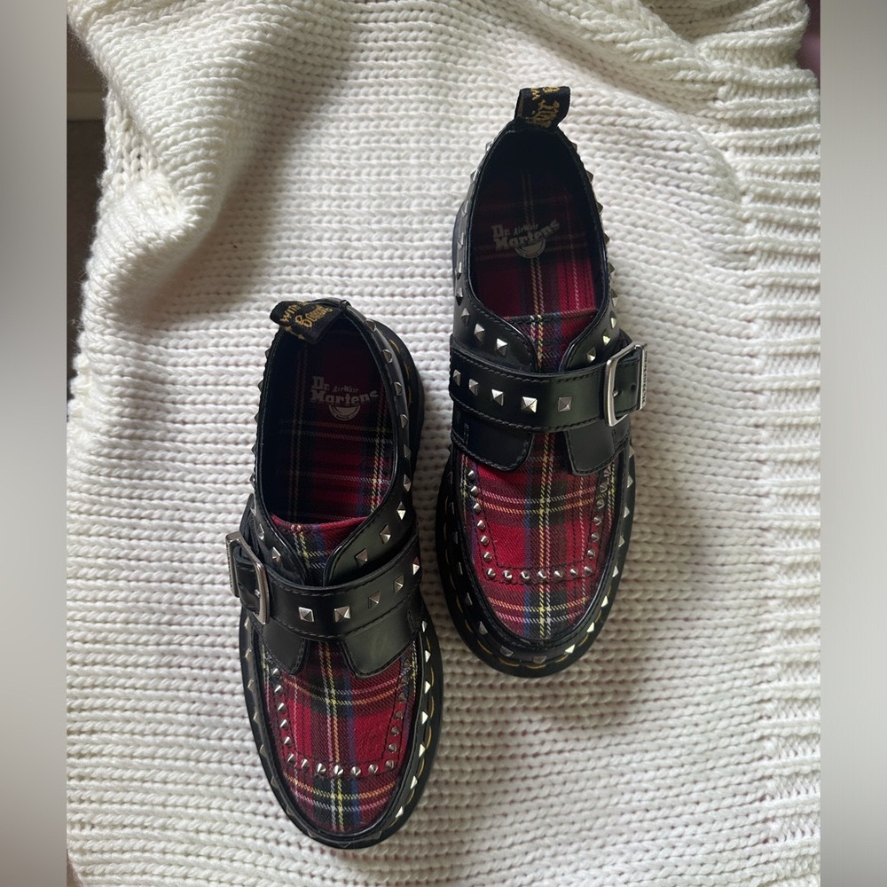 RARE | Dr. Martens Ramsey Monk Tartan Creepers Red Plaid